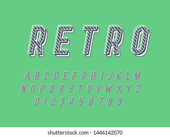 Retro color font and alphabet. Stock vector
