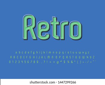 Retro color font and alphabet. Stock vector