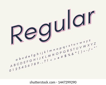 Retro color font and alphabet. Stock vector