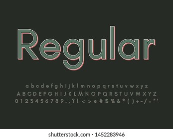 Retro color font and alphabet. Stock vector
