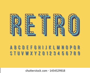 Retro color font and alphabet. Stock vector