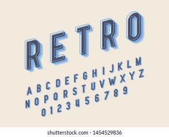 Retro color font and alphabet. Stock vector