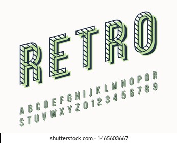 Retro color font and alphabet. Stock vector