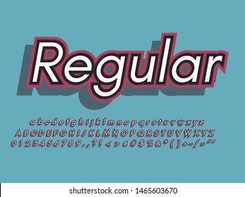 Retro color font and alphabet. Stock vector