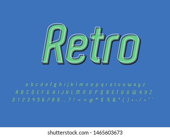 Retro color font and alphabet. Stock vector