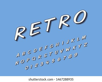 Retro color font and alphabet. Stock vector