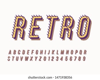 Retro color font and alphabet. Stock vector