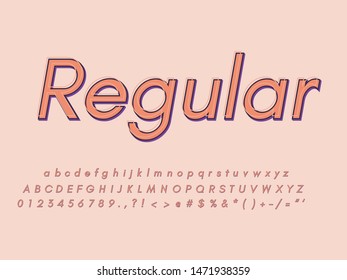 Retro color font and alphabet. Stock vector