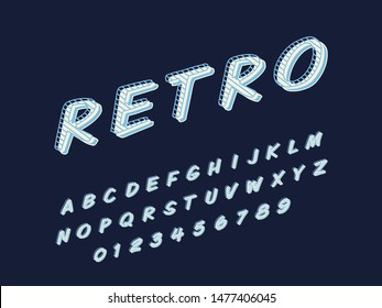Retro color font and alphabet. Stock vector