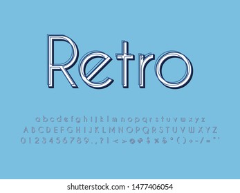 Retro color font and alphabet. Stock vector
