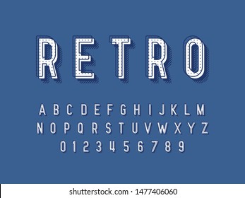 Retro color font and alphabet. Stock vector