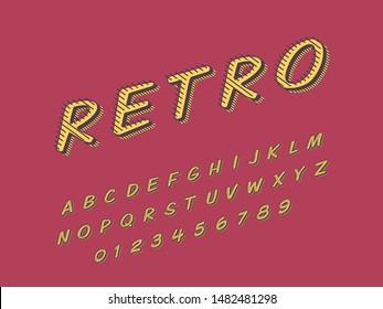 Retro color font and alphabet. Stock vector