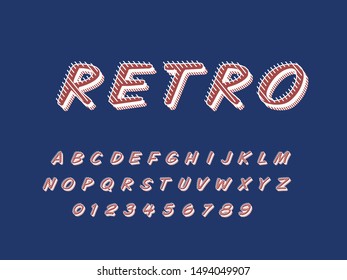 Retro color font and alphabet. Stock vector