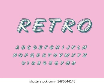 Retro color font and alphabet. Stock vector