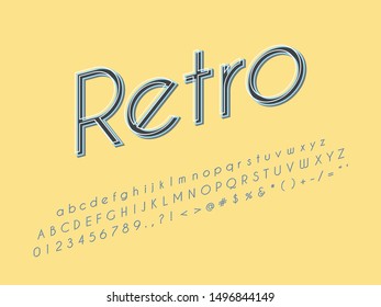 Retro color font and alphabet. Stock vector
