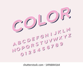 Retro color font and alphabet. Stock vector