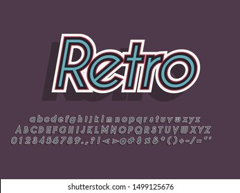 Retro color font and alphabet. Stock vector