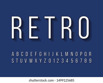 Retro color font and alphabet. Stock vector