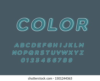 Retro color font and alphabet. Stock vector
