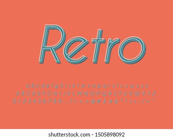 Retro color font and alphabet. Stock vector