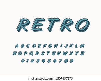 Retro color font and alphabet. Stock vector