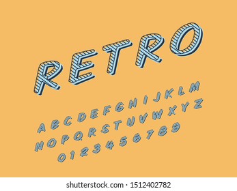 Retro color font and alphabet. Stock vector