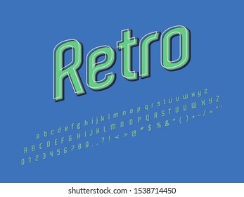 Retro color font and alphabet. Stock vector