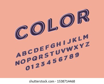 Retro color font and alphabet. Stock vector