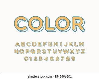 Retro color font and alphabet. Stock vector