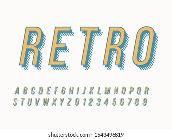 Retro color font and alphabet. Stock vector