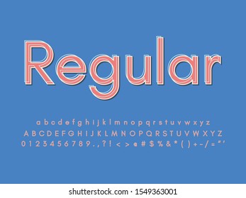 Retro color font and alphabet. Stock vector