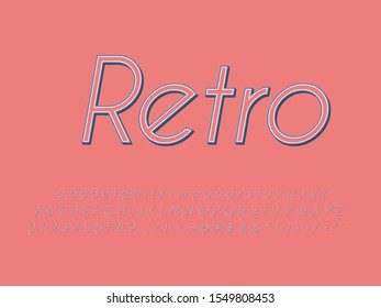 Retro color font and alphabet. Stock vector