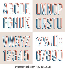 retro color neon like typeface vector