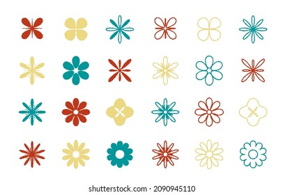 It is a retro color scheme illustration set of simple flower silhouette icons.Easy-to-use vector data.