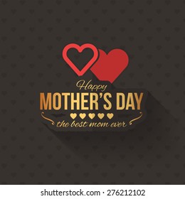 Retro Color Style Mothers Day, Gold Colors Text, Flat Celebration Card, Background, Announcement and Celebration Message Poster, Flyer Design Template