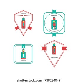retro color theme badge label set collection electric cigarette mod - vaporizer vector art