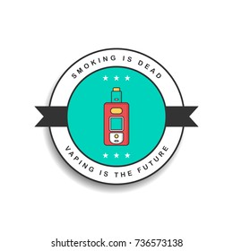 retro color theme electric cigarette mod - vaporizer vector art badge label