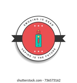 retro color theme electric cigarette mod - vaporizer vector art badge label