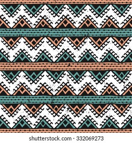 retro color tribal Navajo seamless pattern. aztec grunge abstract geometric art print. ethnic hipster backdrop.  Wallpaper, cloth design, fabric, paper, wrapping, postcards. hand drawn.  