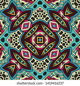 retro color tribal Navajo vector seamless pattern. aztec fancy abstract geometric art print. ethnic hipster backdrop. Wallpaper, cloth design, fabric, paper, cover, textile, weave, wrapping.