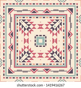 retro color tribal Navajo vector seamless pattern. aztec fancy abstract geometric art print. ethnic hipster backdrop. Wallpaper, cloth design, fabric, paper, cover, textile, weave, wrapping.