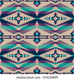 retro color tribal Navajo vector seamless pattern. aztec fancy abstract geometric art print. ethnic hipster backdrop. Wallpaper, cloth design, fabric, paper, cover, textile design template.