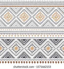 retro color tribal vector seamless pattern with doodle elements. aztec fancy abstract geometric art print. Hand drawn backgroun. Ethnic wallpaper, cloth design, fabric, tissue, cover, textile template