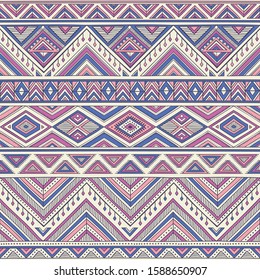 retro color tribal vector seamless pattern with doodle elements. aztec fancy abstract geometric art print. ethnic background.Wallpaper, cloth design, fabric, tissue, textile template. Hand drawn