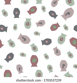 Retro color vase repeat pattern print background