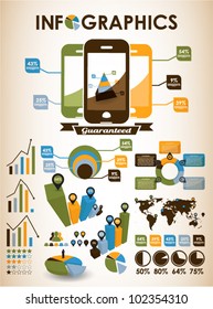 Retro color  vector set of infographic elements for your documents and reports
