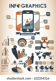 Retro color  vector set of infographic elements for your documents and reports