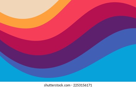 Retro Color Wave Curves Rainbow Wallpaper