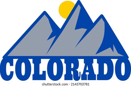 Retro Colorado mountains and sunshine label