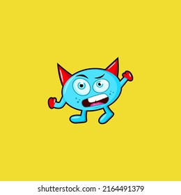 Retro colored angry monster character